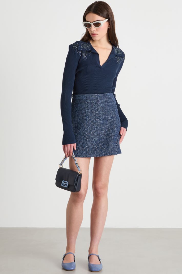 Basketweave tweed miniskirt Intrend