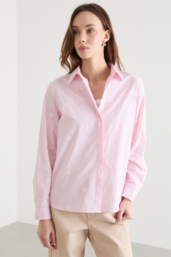 Embroidered Poplin Shirt Intrend - 3