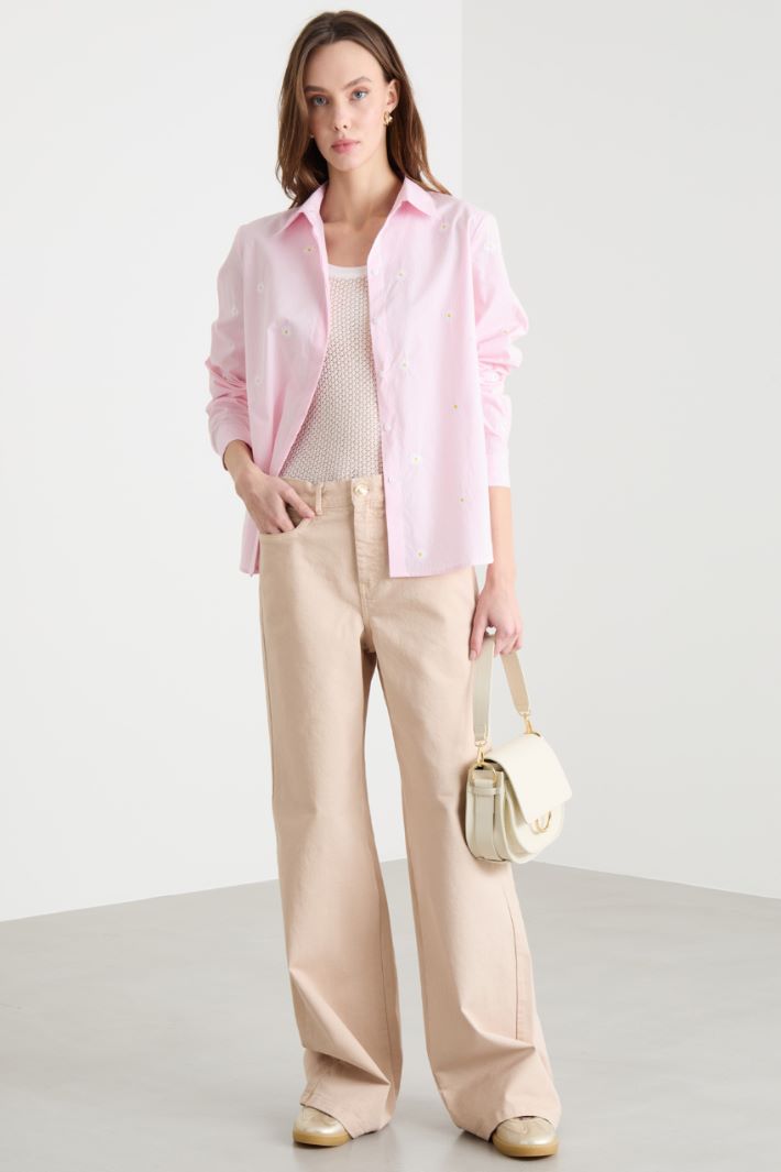 Embroidered Poplin Shirt Intrend