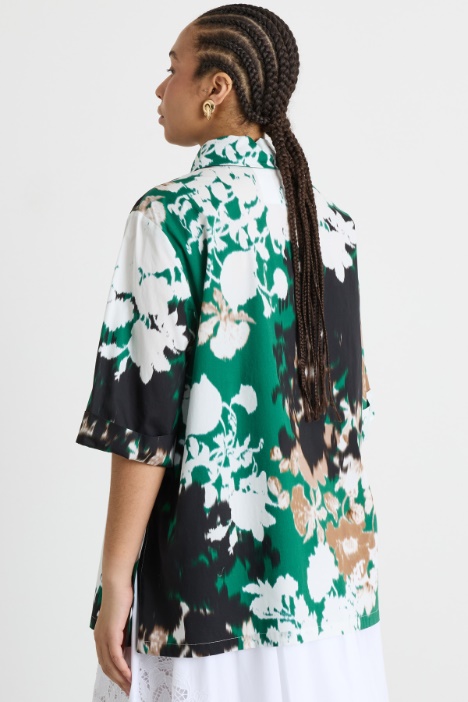 Camicia ampia in popeline stampato