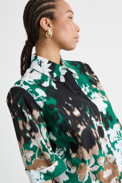 Camicia ampia in popeline stampato