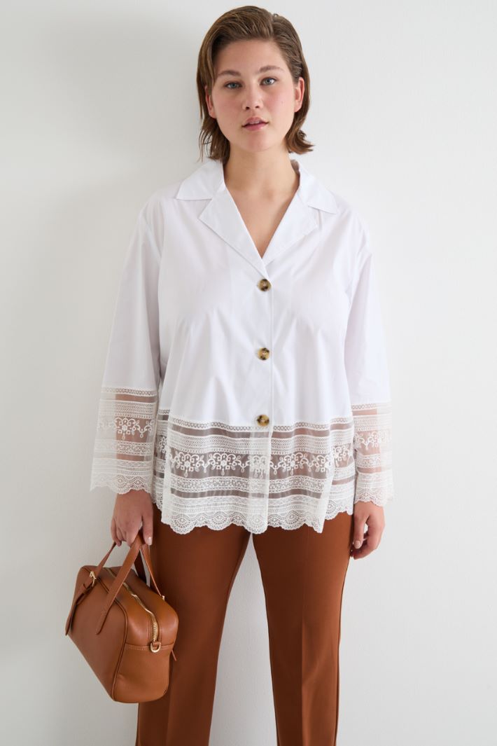 Poplin and embroidered tulle shirt Intrend - 2