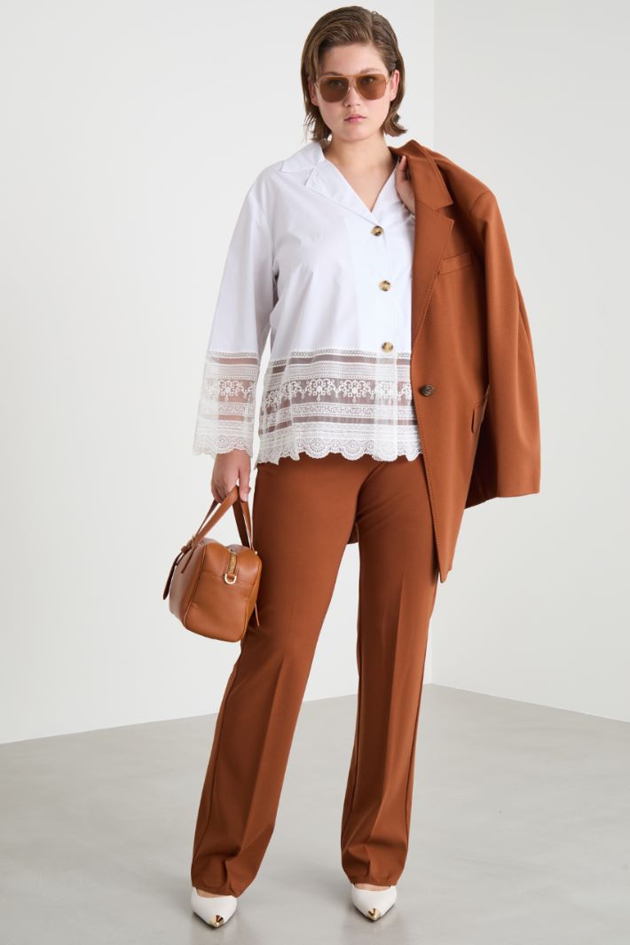 Poplin and embroidered tulle shirt Intrend