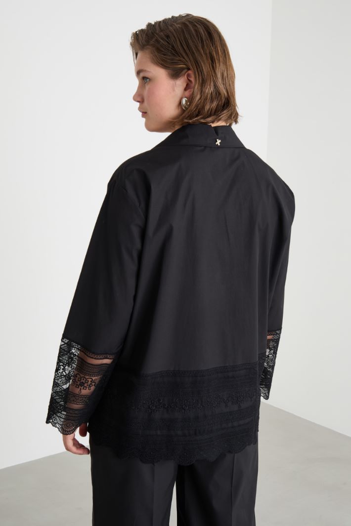 Camicia in popeline e tulle ricamato Intrend - 4