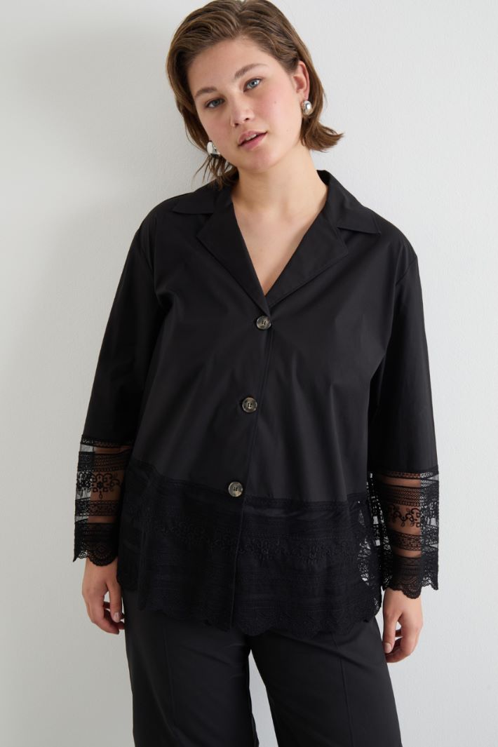Camicia in popeline e tulle ricamato Intrend - 2
