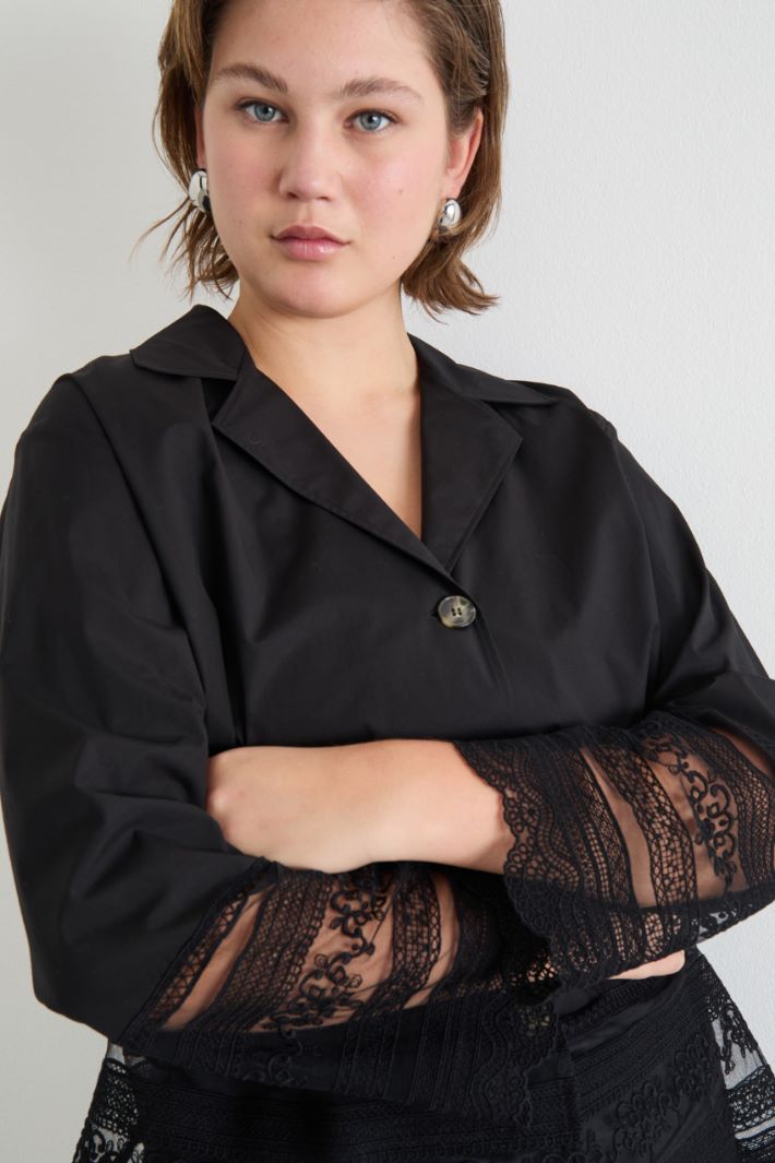 Camicia in popeline e tulle ricamato Intrend - 3