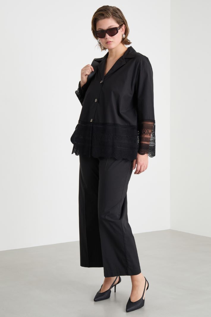 Camicia in popeline e tulle ricamato Intrend