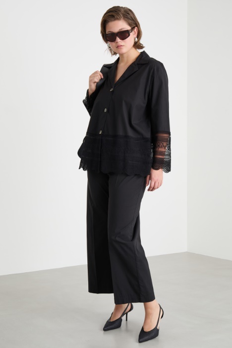 Camicia in popeline e tulle ricamato Intrend