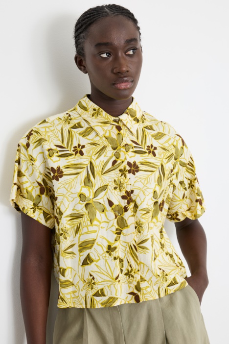 Camicia boxy in tela fantasia