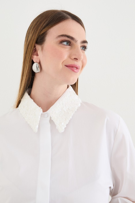 Camicia in popeline con paillettes