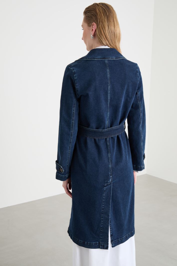 Double-breasted denim trench coat Intrend - 4