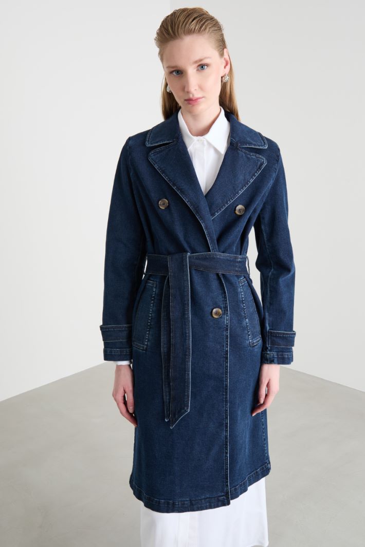 Double-breasted denim trench coat Intrend - 2