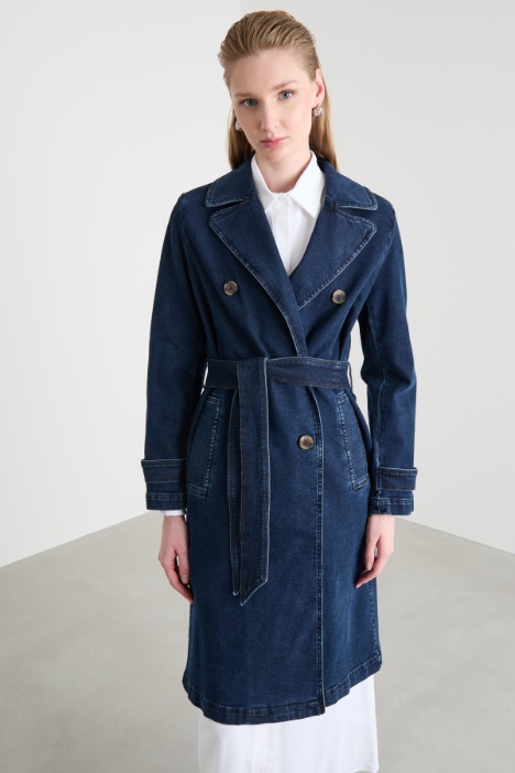 Trench doppiopetto in jeans