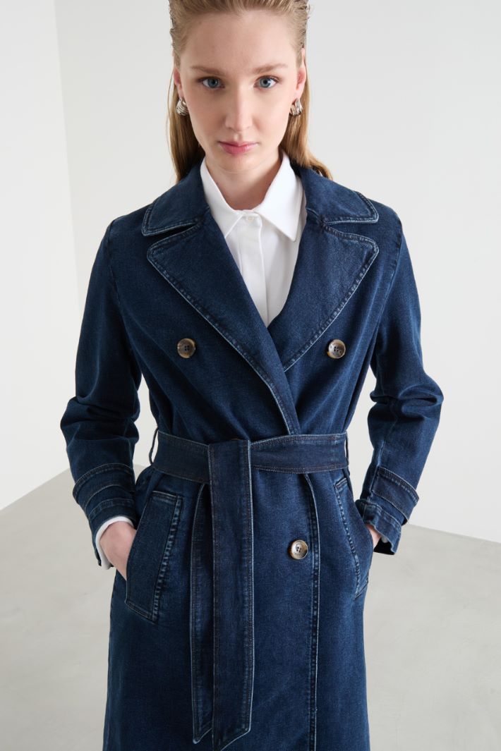 Double-breasted denim trench coat Intrend - 3