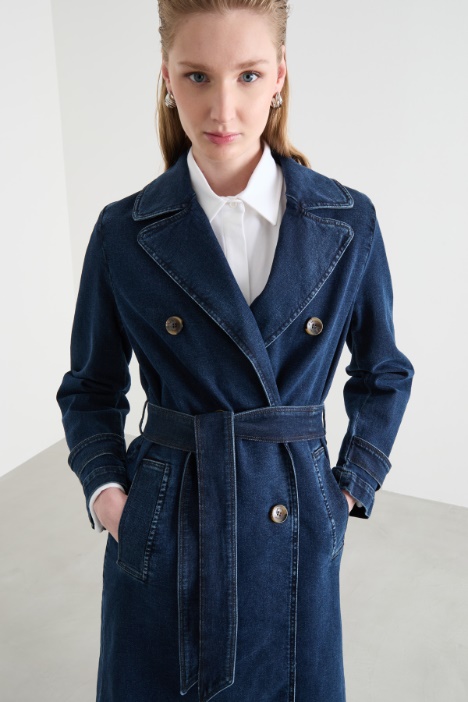 Trench doppiopetto in jeans