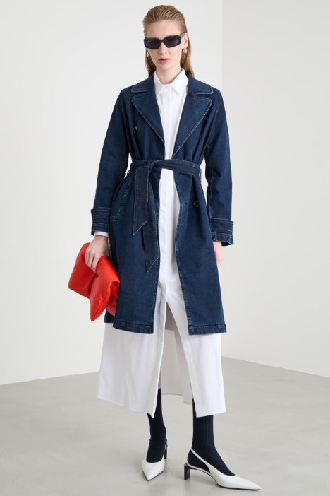 Double-breasted denim trench coat Intrend
