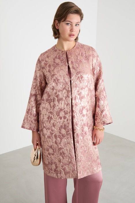Laminated jacquard duster coat Intrend