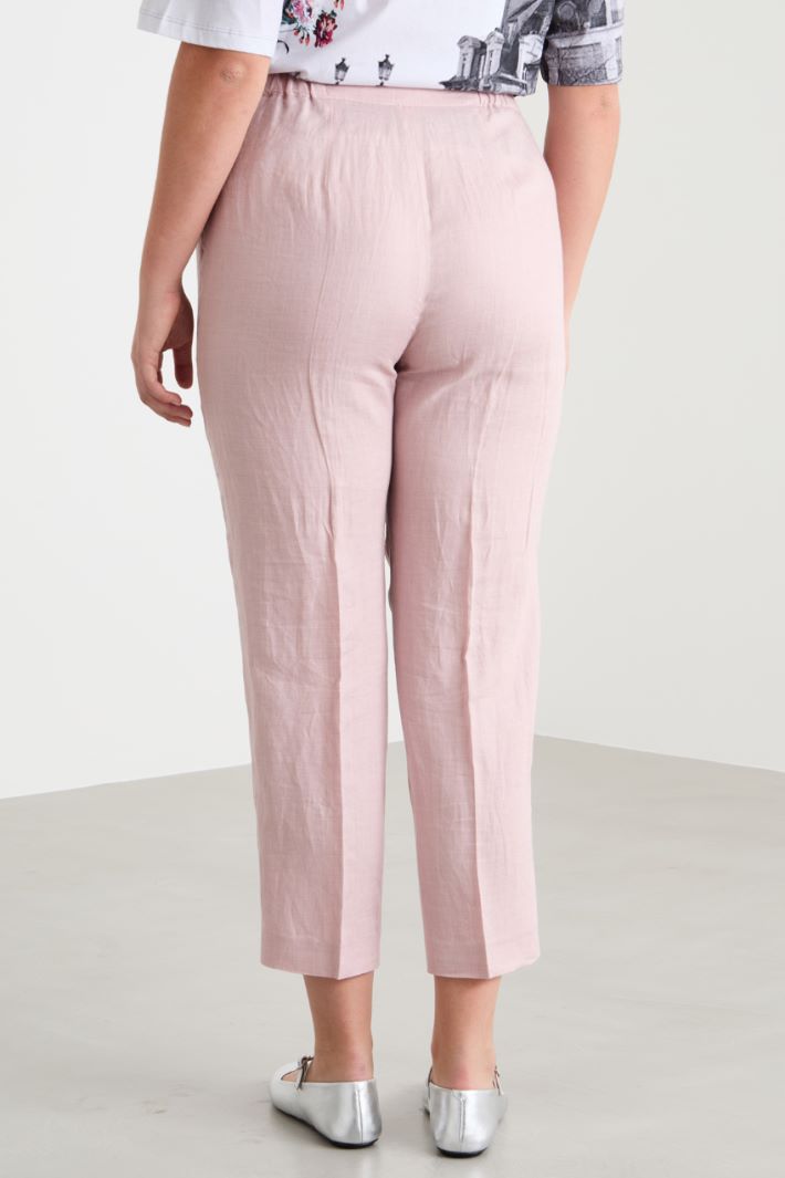Linen canvas cigarette trousers Intrend - 4