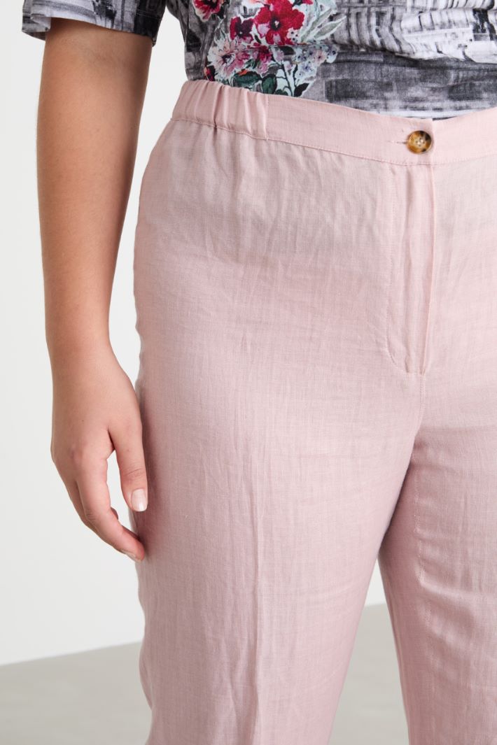 Linen canvas cigarette trousers Intrend - 3