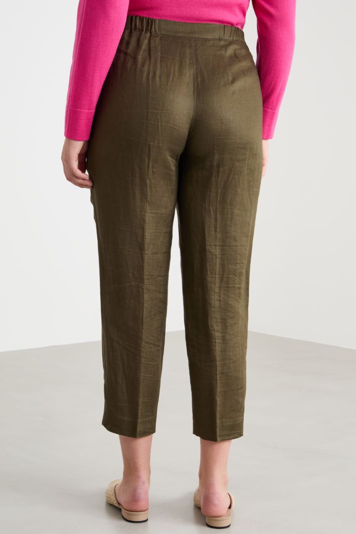 Linen canvas cigarette trousers Intrend - 4