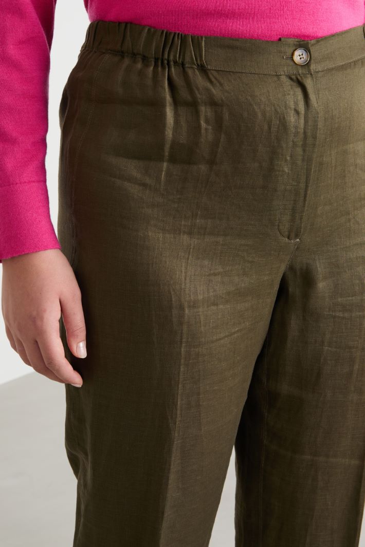 Linen canvas cigarette trousers Intrend - 3