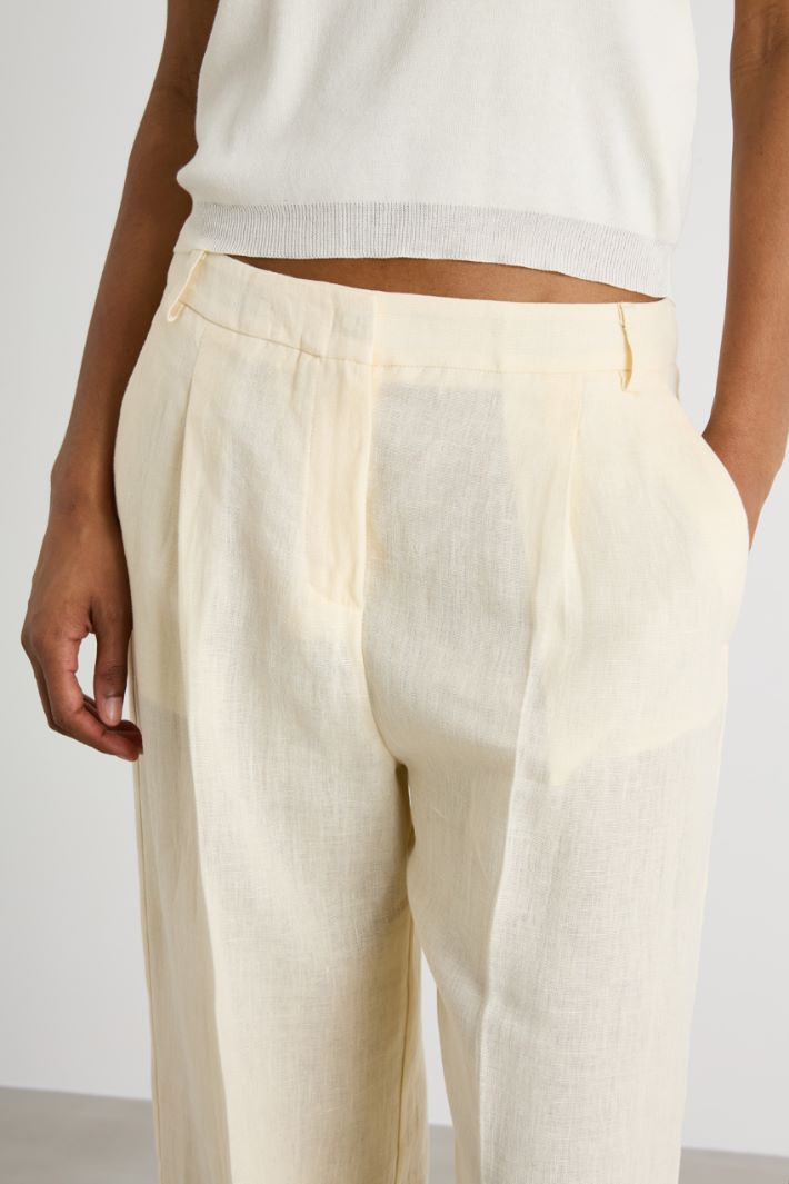 Linen-canvas palazzo trousers Intrend - 3