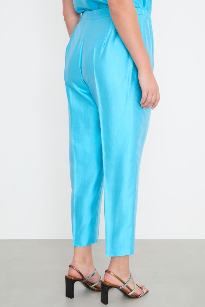 Silk shantung cigarette trousers Intrend - 4