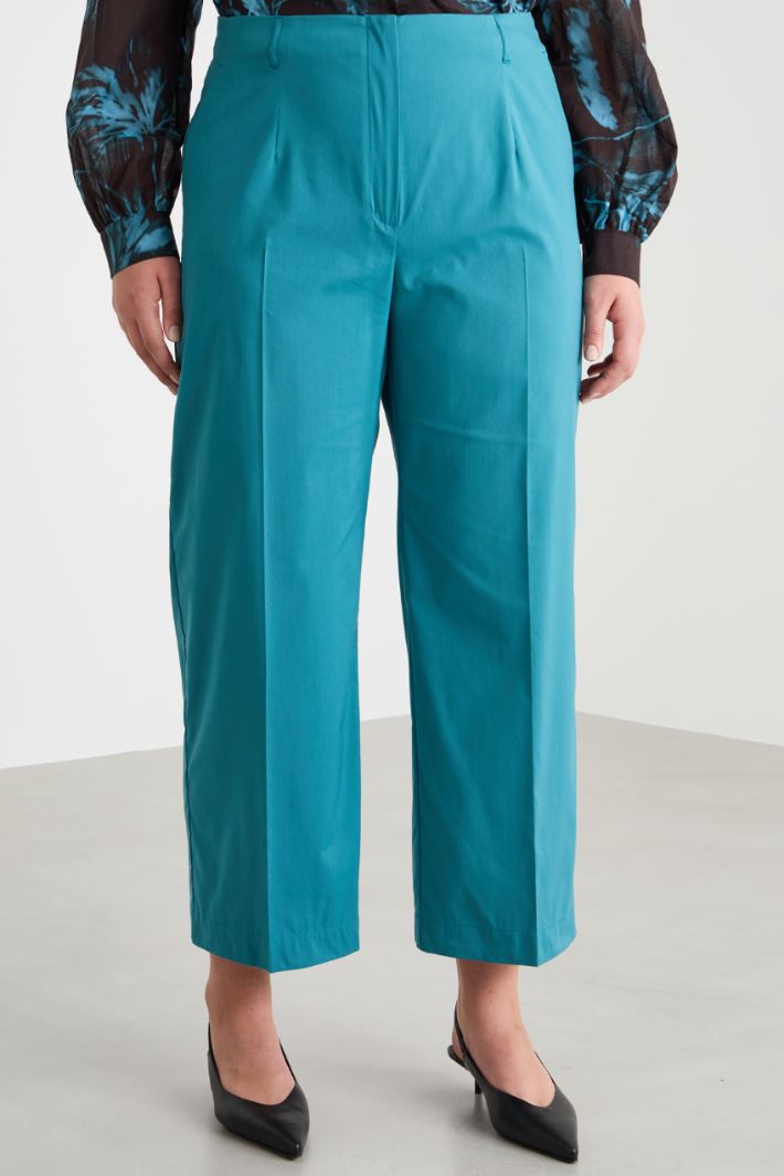 Cropped poplin trousers Intrend - 2
