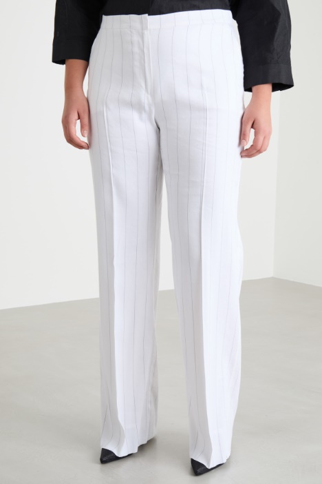 Pantalone in twill gessato