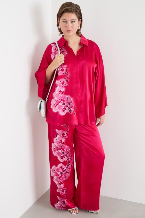 Placement print wide-leg trousers Intrend