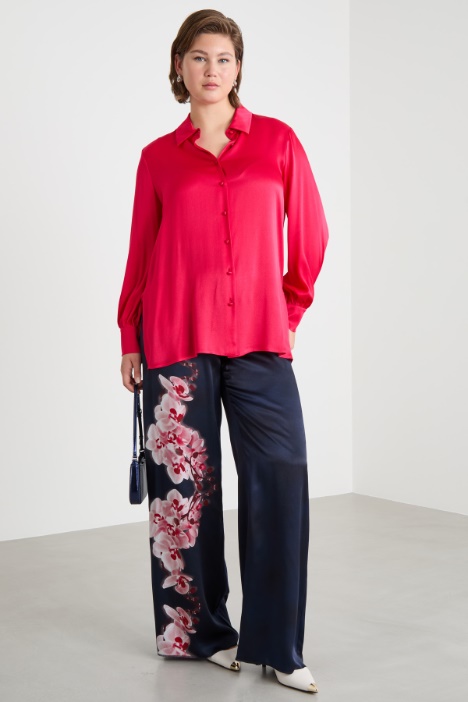 Placement print wide-leg trousers Intrend