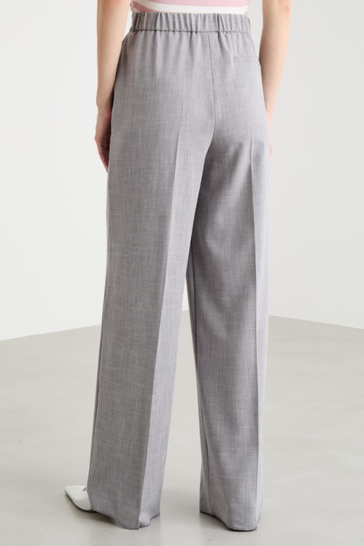 Wide-Leg Trousers with Elasticated Waist Intrend - 4