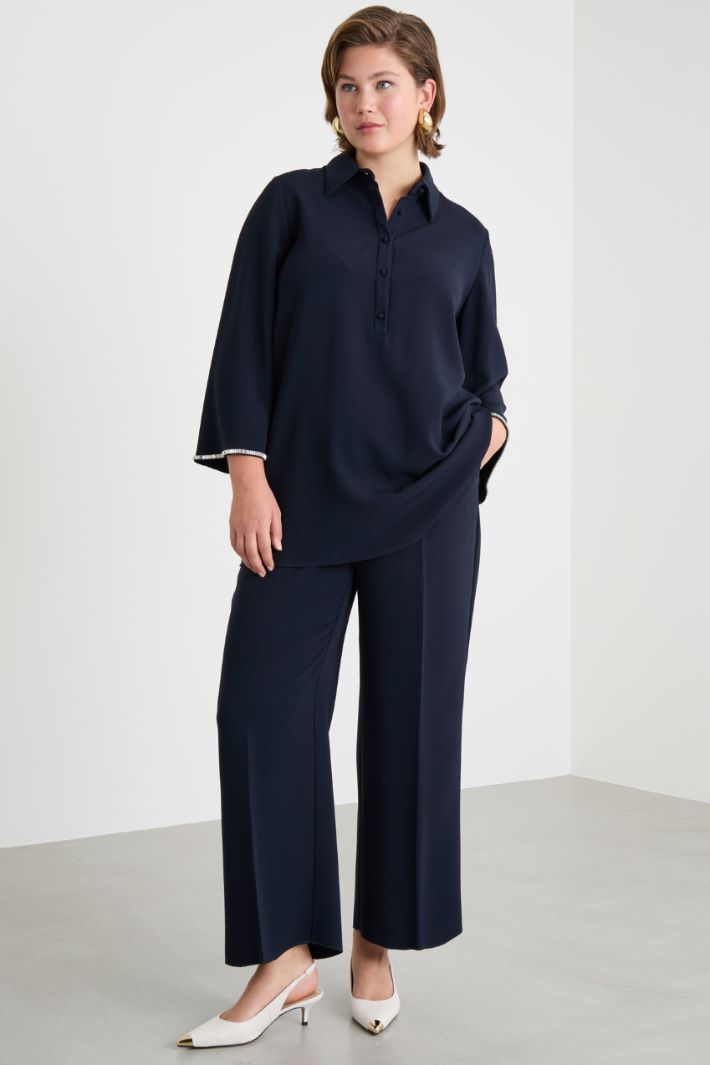 Pintucked Stretch Cady Trousers Intrend