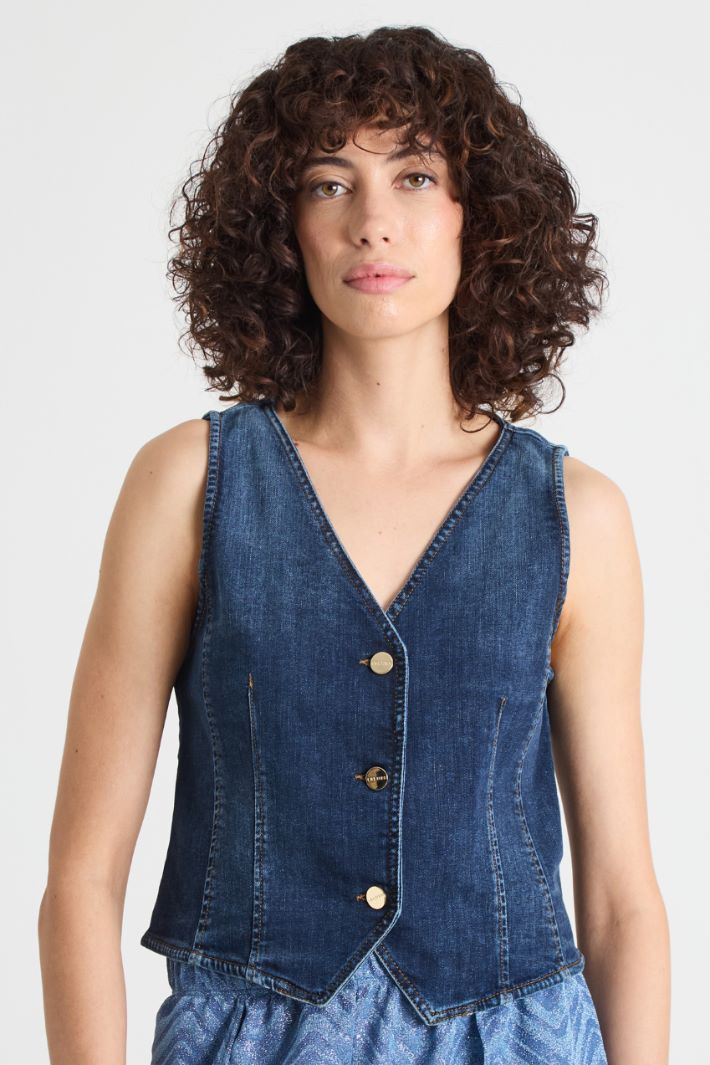 Fitted denim waistcoat Intrend - 2