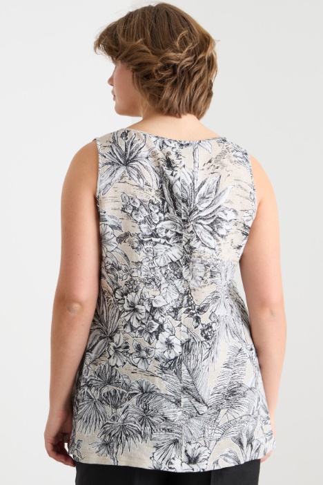 Top lungo in tela stampata