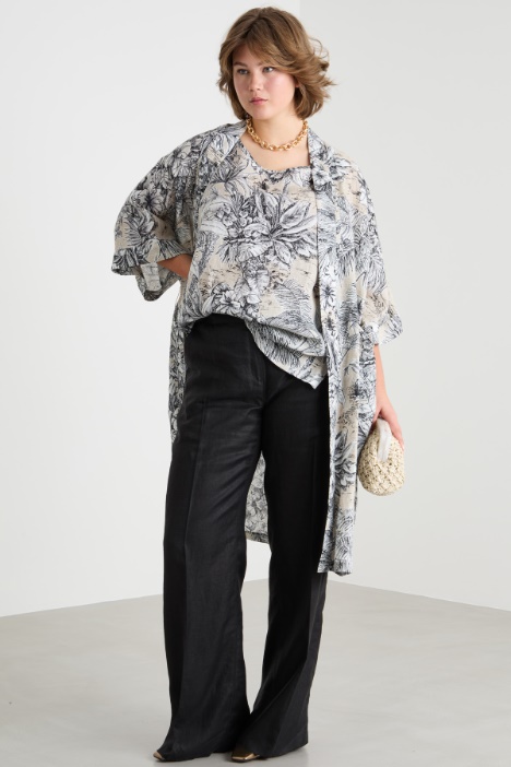 Long printed linen top Intrend