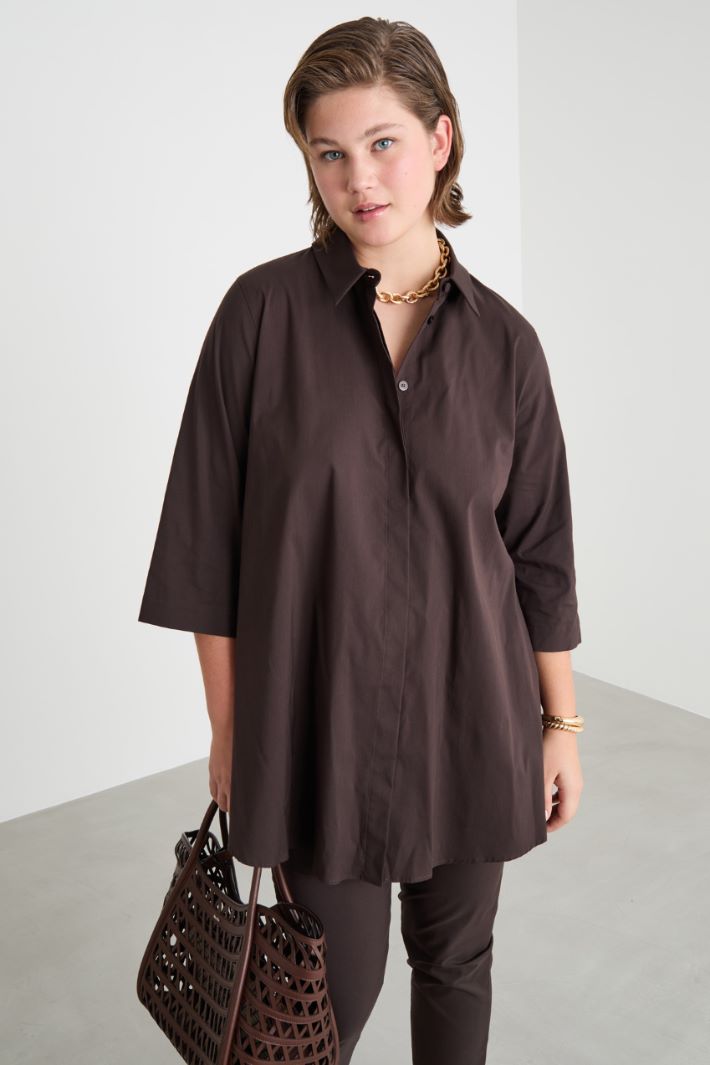 Flounce-back poplin blouse Intrend - 2