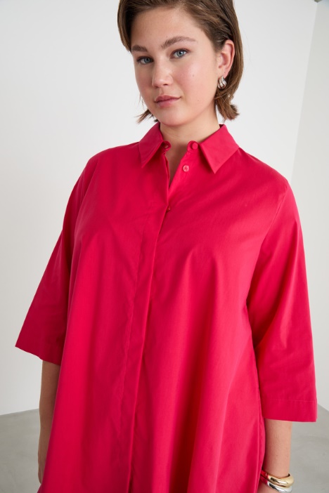 Casacca in popeline con balza sul retro