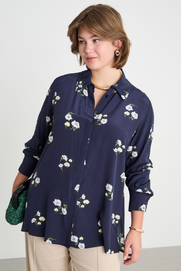 Blusa in crepe de chine stampato Intrend - 2