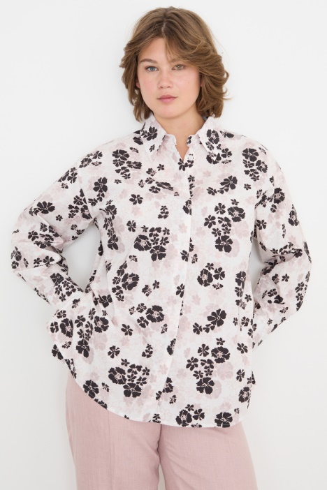 Poplin shirt with side slits Intrend