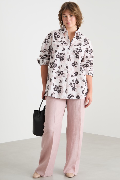 Poplin shirt with side slits Intrend