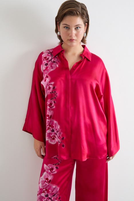 Placement-print satin blouse Intrend