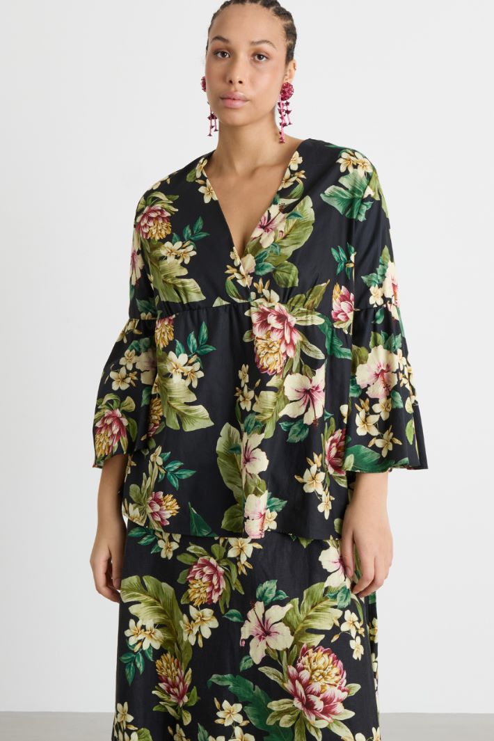 Casacca con balza in raso stampato Intrend - 2