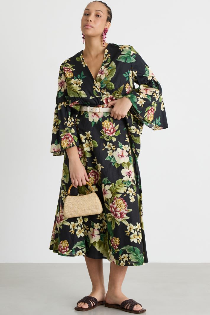 Casacca con balza in raso stampato Intrend