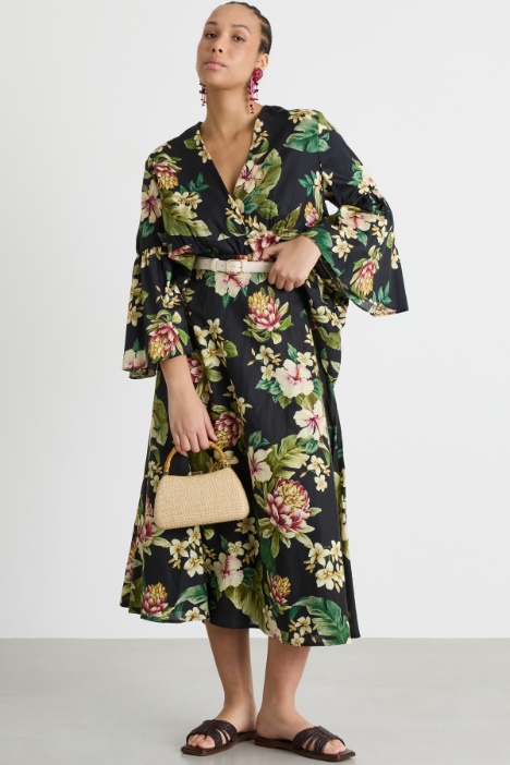 Casacca con balza in raso stampato Intrend