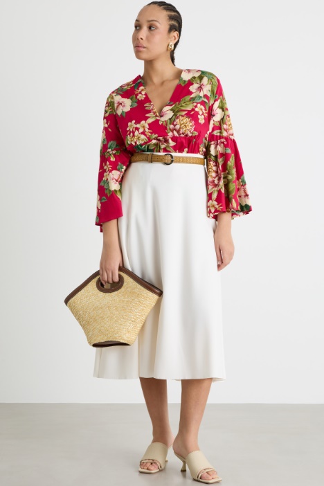 Casacca con balza in raso stampato Intrend