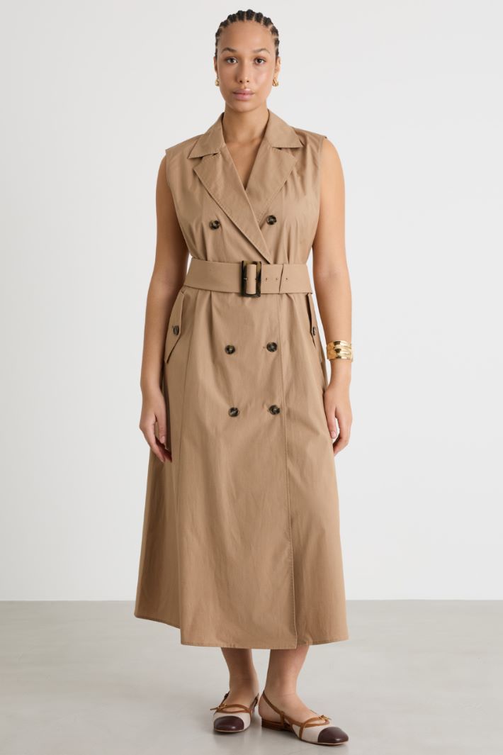 Double-Breasted Poplin Trench Dress Intrend - 2