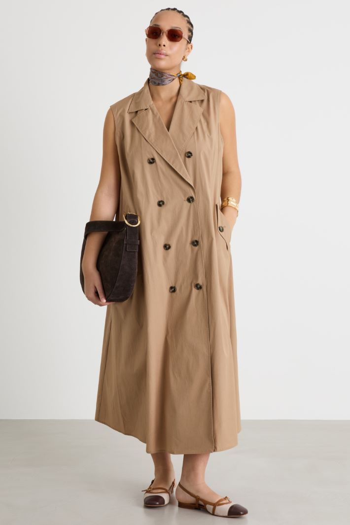 Double-Breasted Poplin Trench Dress Intrend