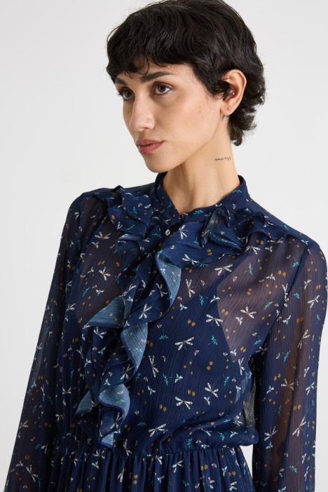 Vestido camisero con volantes