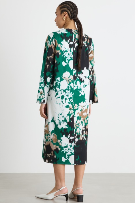 Abito in popeline con maniche svasate